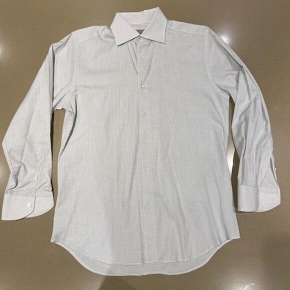 CANALI Black & White Cotton DRESS SHIRT, Made in Italy Size 38 / 15  Like New - Picture 6 of 7